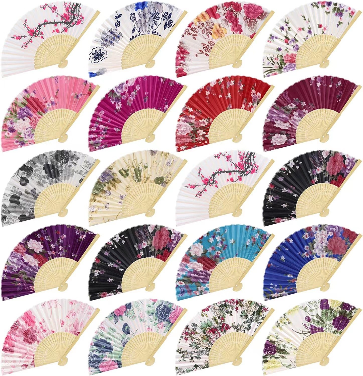 BSBH Chinese Craft Hand Fan Festival Gifts Custom Logo Bamboo Folding Hand Fans
