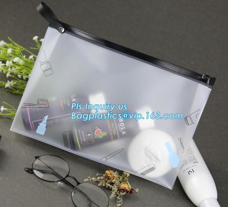 Zip lock frosted plastic slider PVC zipper packing bag for underwear / clothing / cosmetic, slider custom gift cosmetic