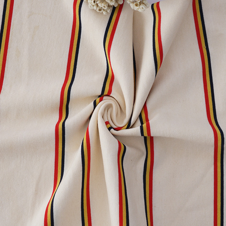 Soft Striped Cotton Fabric Low Shrinkage Knit Jersey Material For T-Shirt