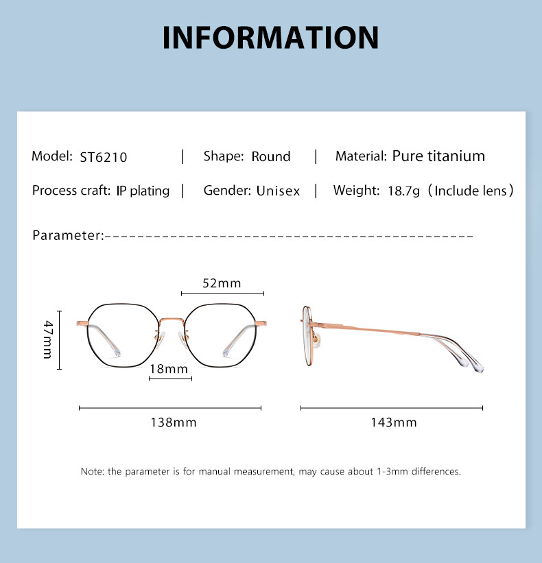Round Titanium Frame Glasses Unisex Anti Radiation Anti Blue Light