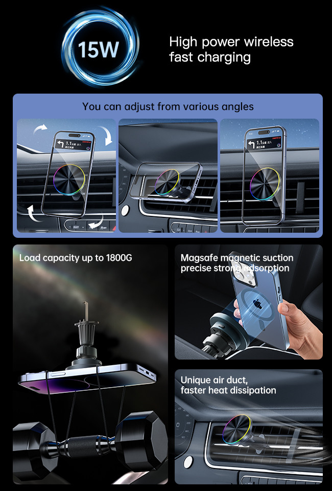 Ultra Thin Metal Magsafe Car Mount With Customizable Lens Material