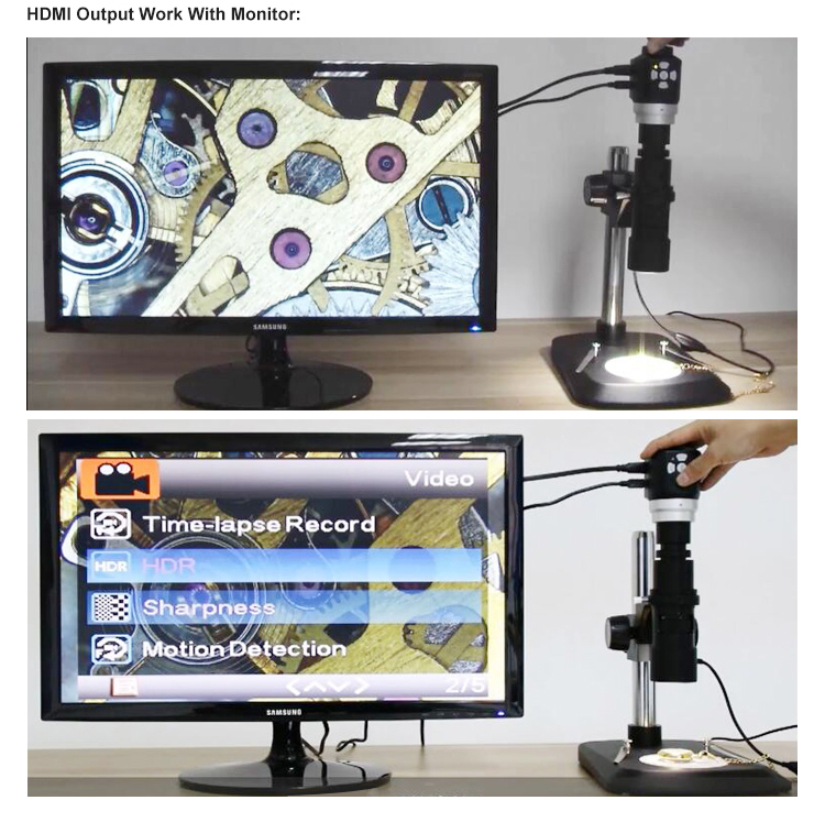 Monocular HDMI Digital USB Microscope A34.4904 - H2 With Dual Coaxial LED Light Source