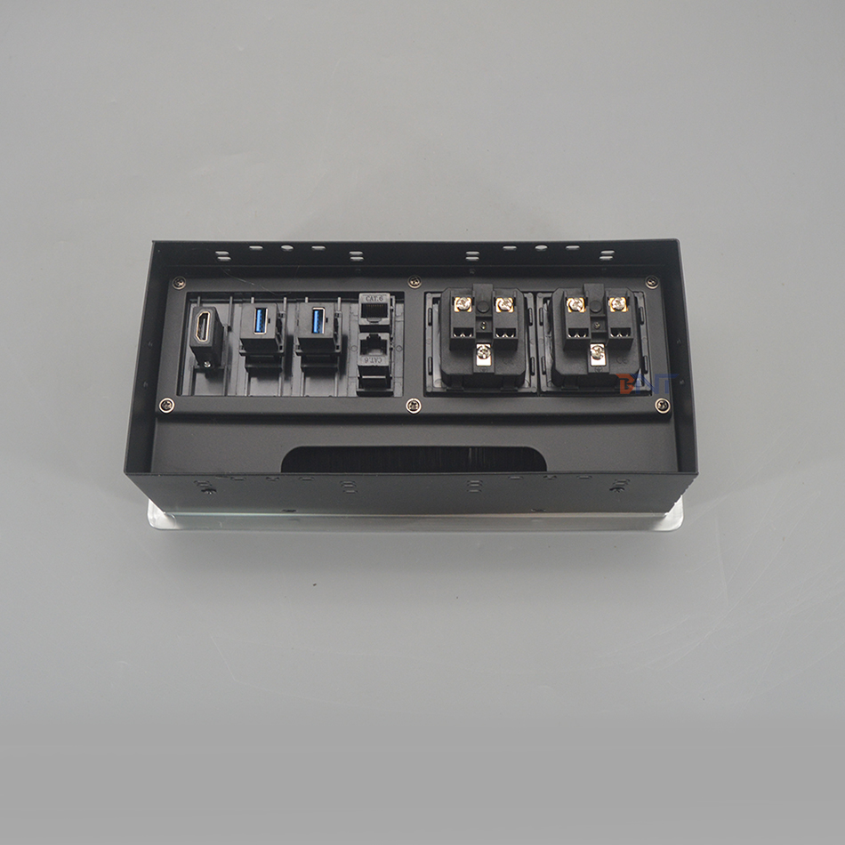 USB 3.0 multimedia dust-proof with cable management brush conference table socket box with Cat6