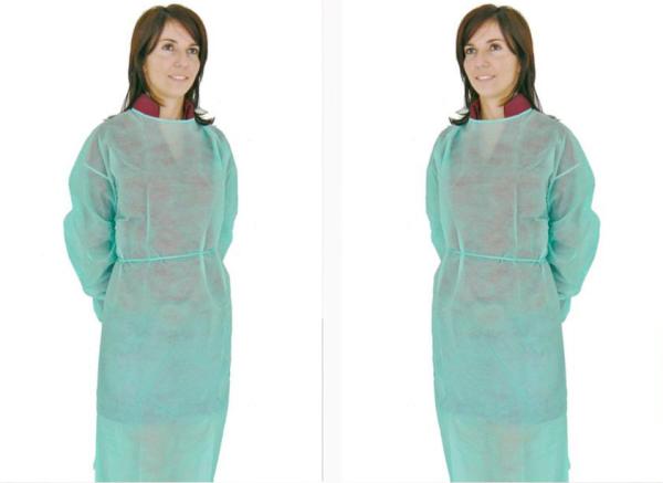 Disposable Isolation Gowns Green Color Long Sleeve High Durability Customized