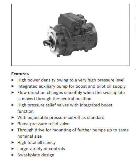 REXROTH A4VG Series 40 Hydraulic Axial Piston Variable Pump A4VG110  A4VG125  A4VG145  A4VG175  A4VG210  A4VG280