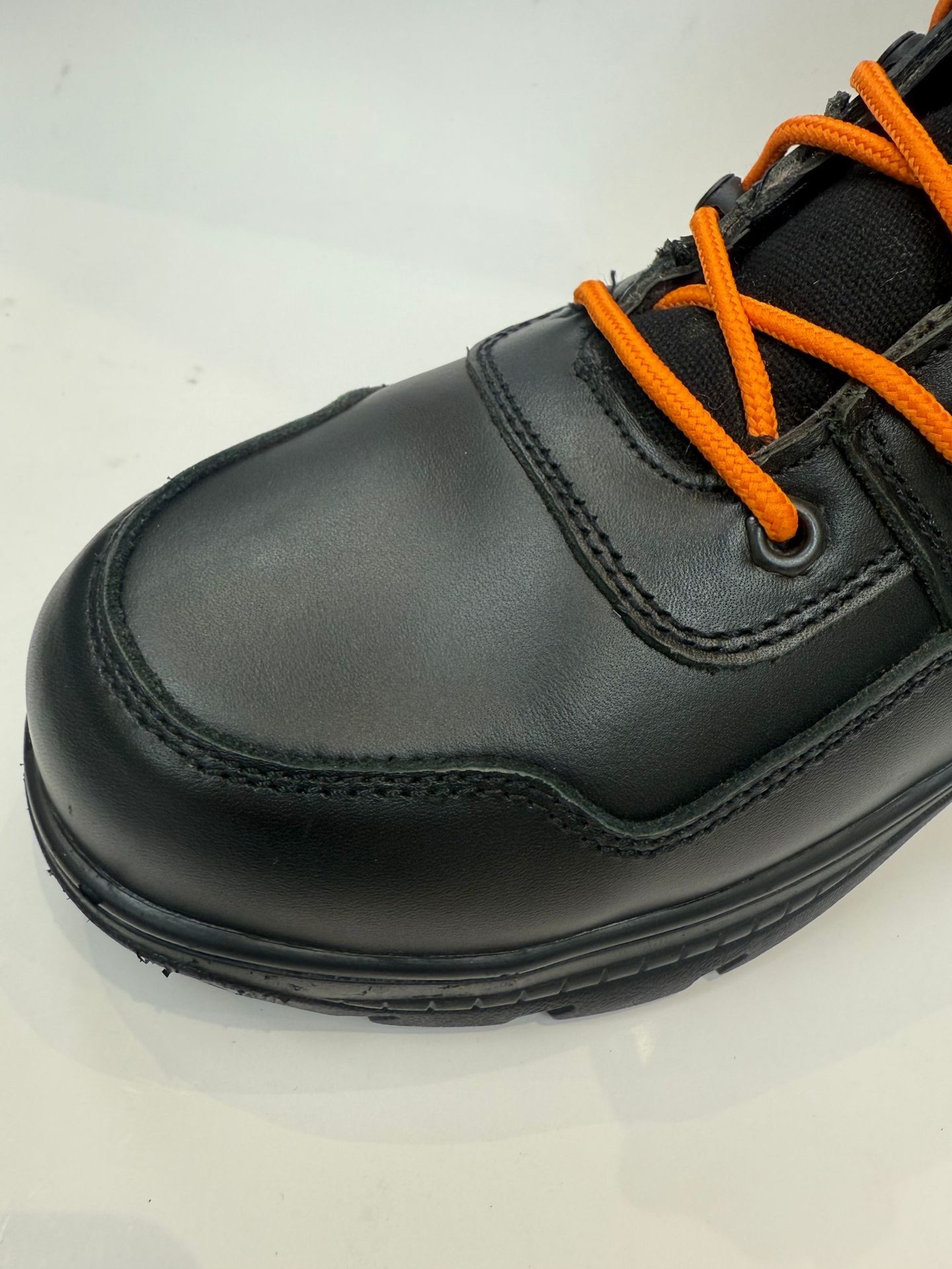 Black Cowhide Leather Work Firefighter Safety Boots Rubber Sole Steel Toe