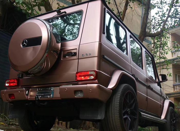 Truck UV Resistant Vinyl Wrap Bubble Free Metallic Rose Gold Matte Car Wrap