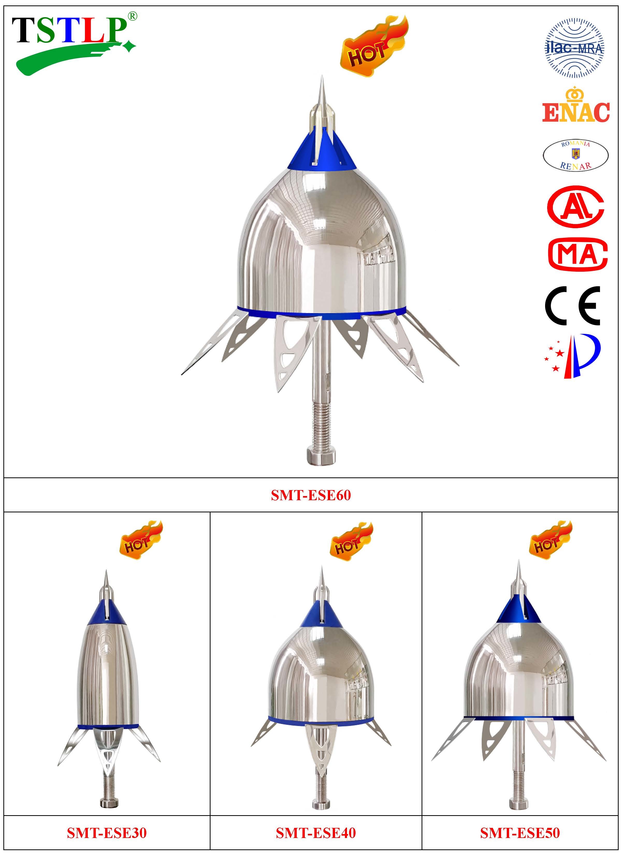 408mm Height ESE Lightning Arrestor Air Terminal Radius Protection Reaches 120m