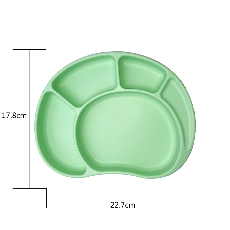 Baby Tableware Feeding Plate Customized Shape Food Grade Green Divided