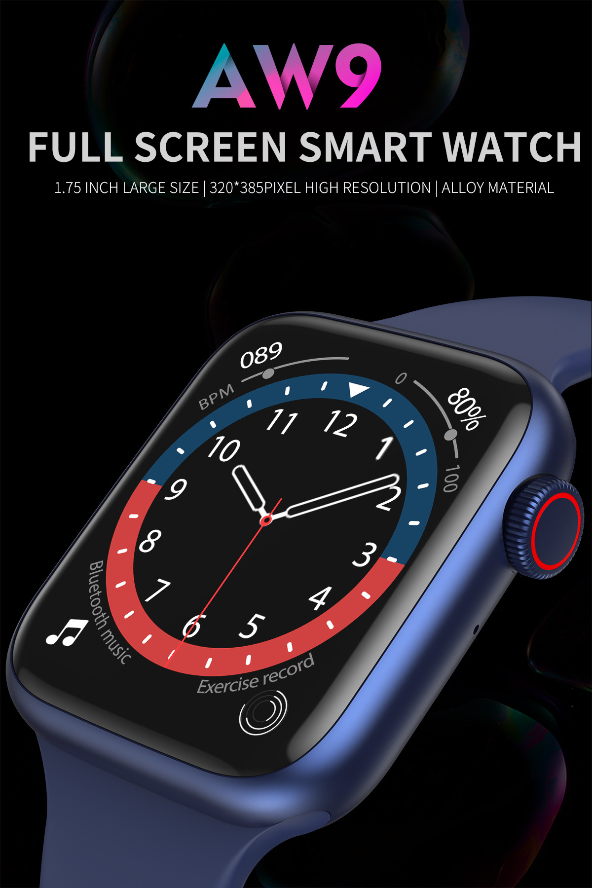 AW9 Heart Rate Blood Pressure Sports Smart Watch Waterproof