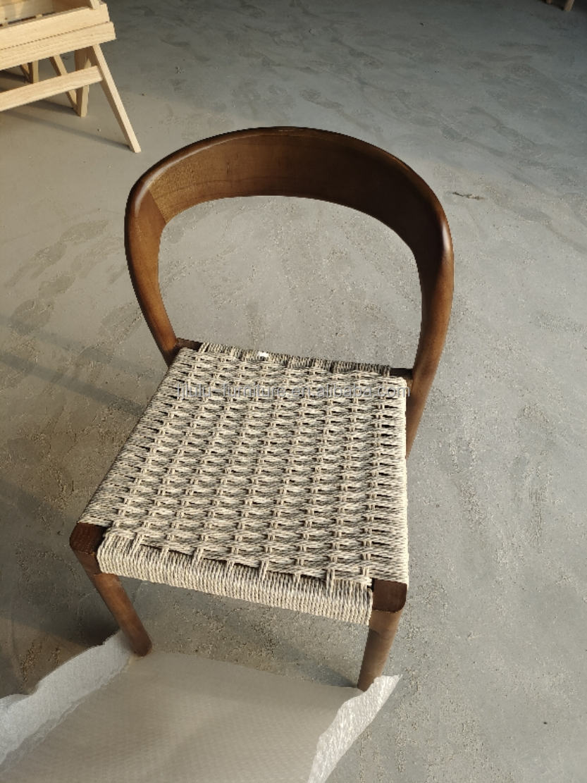 Office Chair with Traditional Style Dining Chair Featuring Rope Woven Seat and Solid Wood