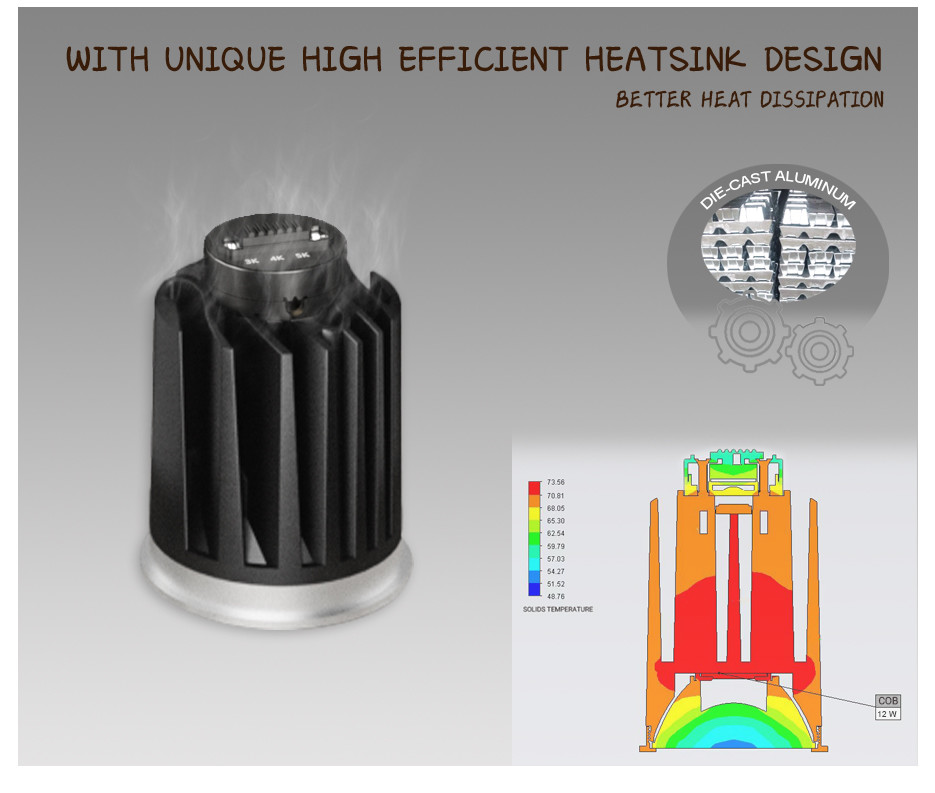 MR16 Module - 12W COB LED, Tri-CCT Adjustable (3000K/4000K/5000K, 2700K/4000K/6000K, Or Customizable)