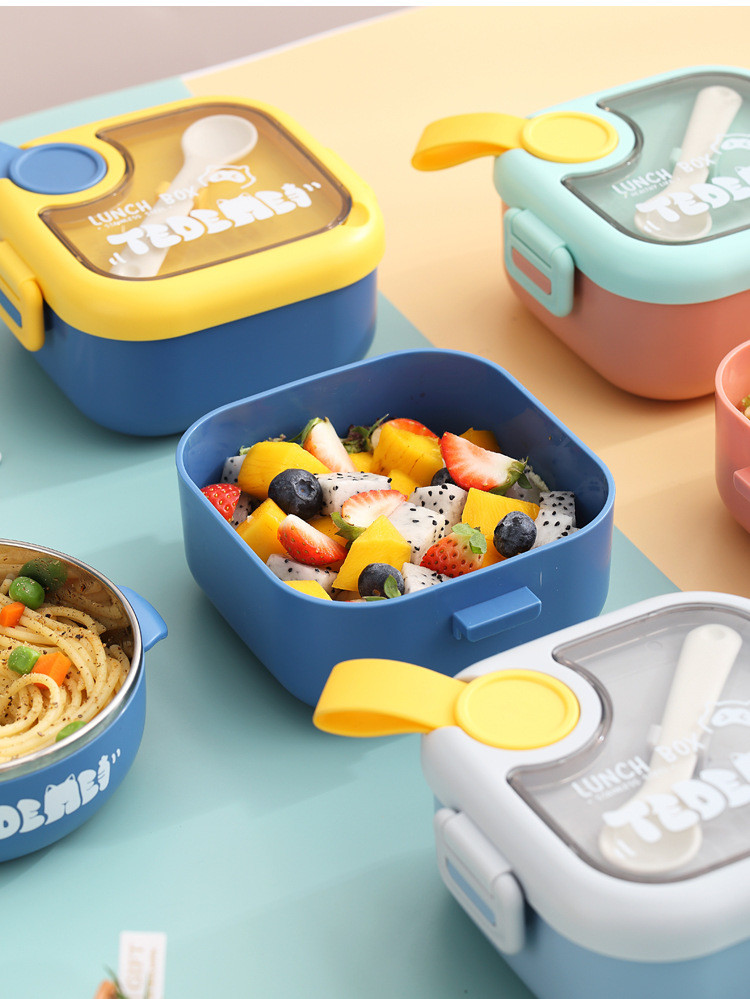 Metal Bento Lunch Box 304 Stainless Steel Baby Bowl Portable Cutlery Set