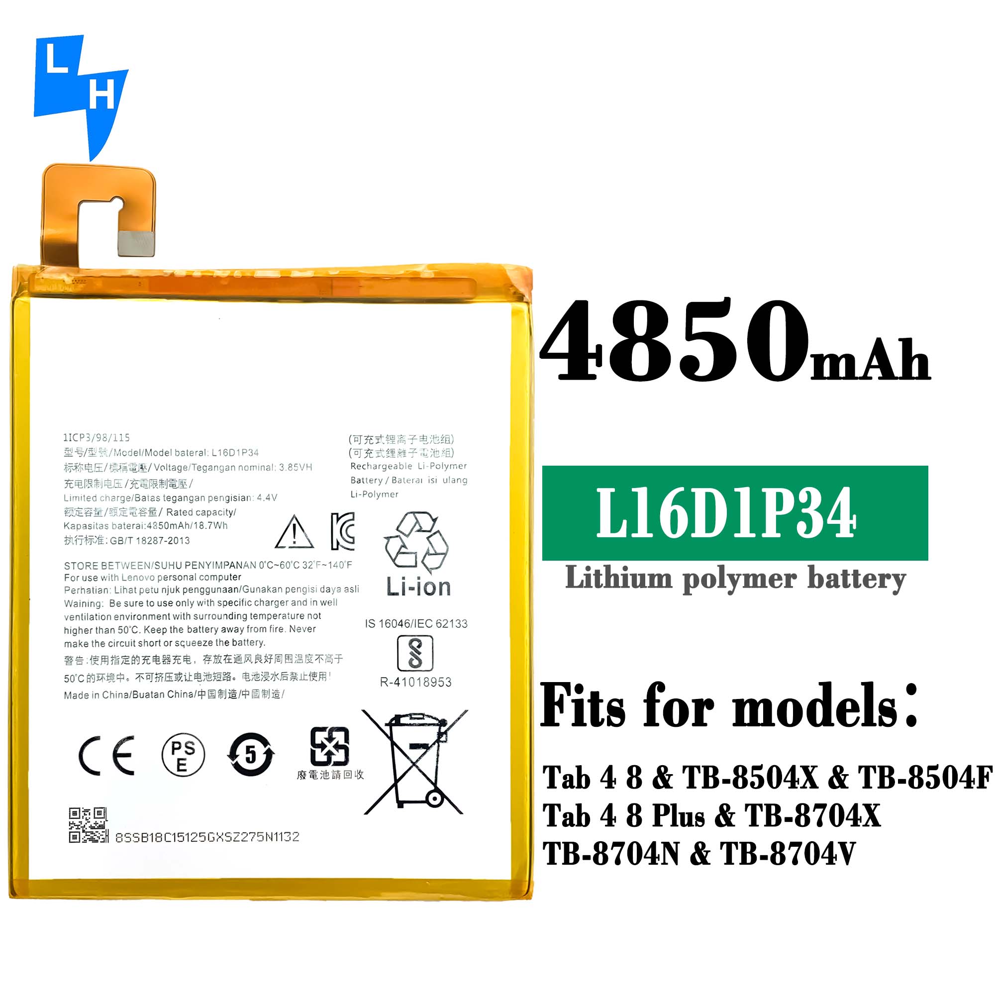 Lenovo TAB4 8 Battery for TB-8504N TB-8504X TB-8504F Protection Double IC Protection