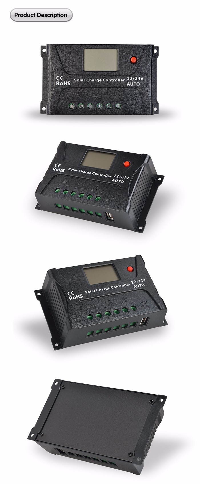 Smart Solar Charge Controller Pwm Solar Regulator TVS Lighting Protection