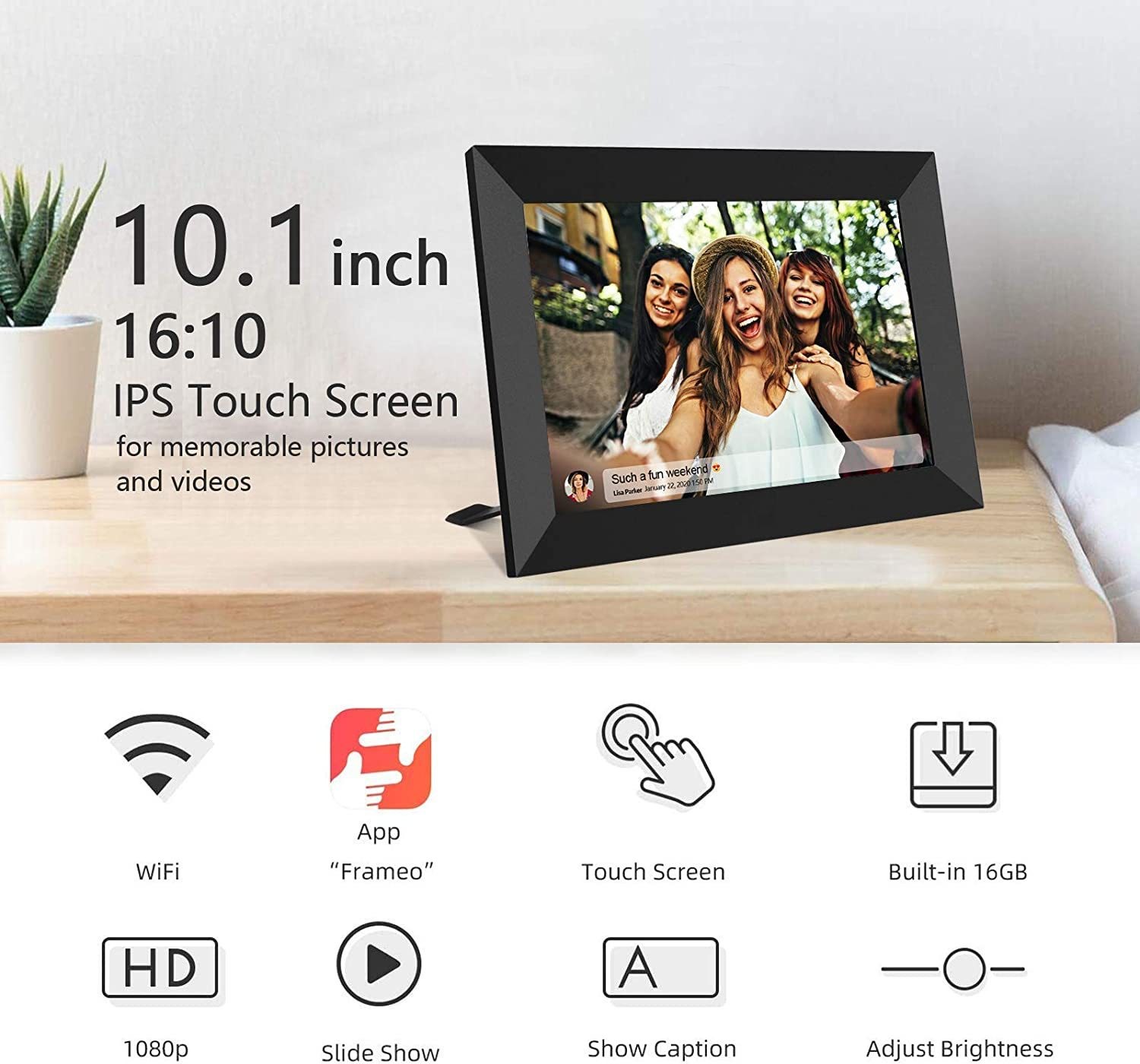 Tabletop 10.1 inch Lcd Electronic Digital Picture Frame With Calendar Clock For Christmas Gift