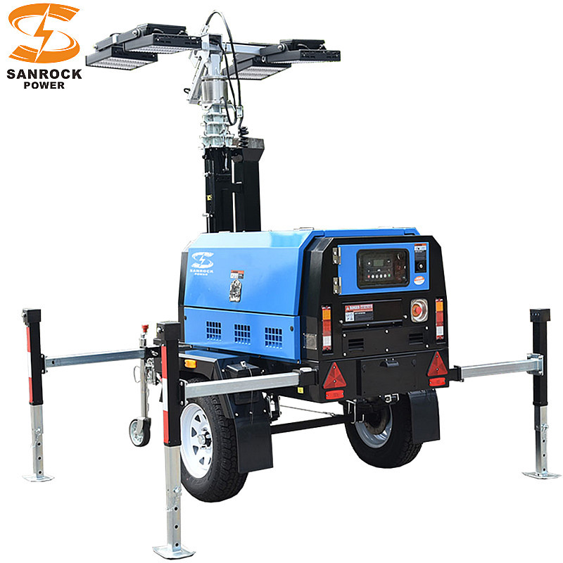 Large Luminous Flux Diesel Operated Mobile Flood Lights For Industrial 6kw/7.5kw