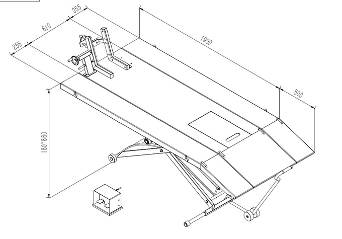 AA4C 450kg 1000lb Air Operated 48" Width ATV Motorcycle Lift Table with Side Extensions Motorcycle ATV Lift Jack Hoist