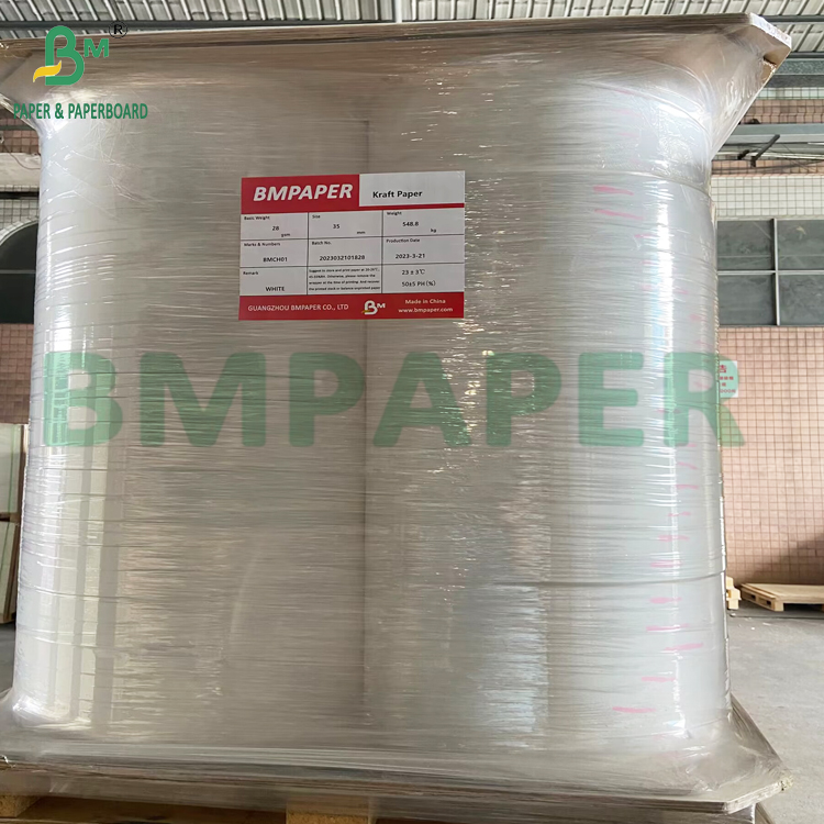 Bio Straw Paper Wrap Paper 28gsm 32mm x 6000m Roll White Color