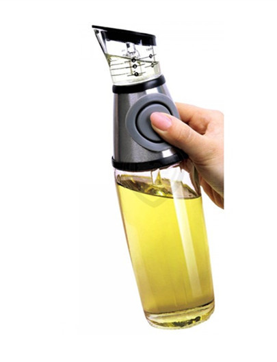 Glass Vinegar Press And Measure Oil Dispenser 500ml With Silicone Button