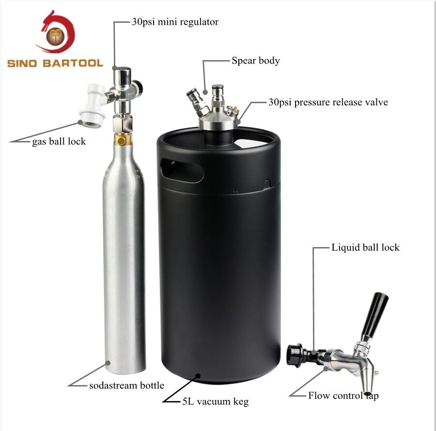 Insulated Pressurized 30psi Small Ball Lock Keg Soda Beer Dispenser With Sodastream