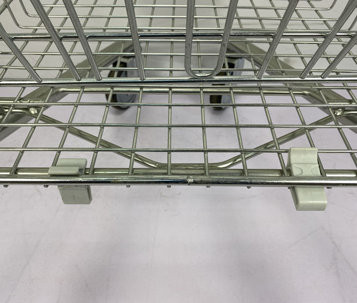Blue Plastic Parts Supermarket Shopping Trolley Custom European Style With 4 PU Wheels And Lock