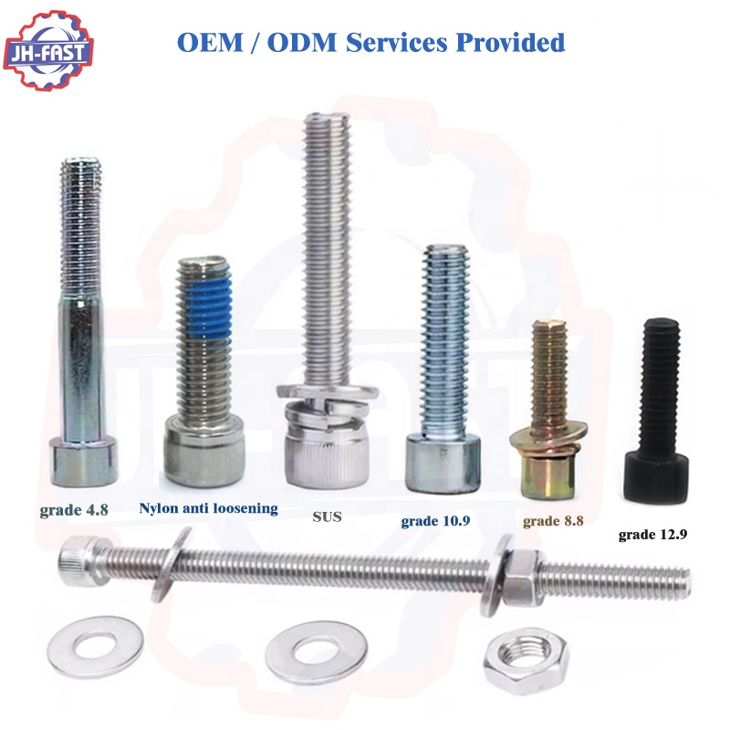 DIN912 A2 SS304 SS316 Hexagon Socket Head Cap Screws M6 M8 M10 M12 Passivated Finish