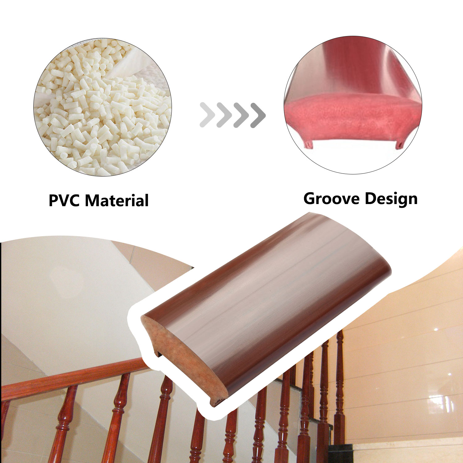 Modern Indoor Balustrades PVC Stairs Handrail with Sample Lead Time and SO110 Item NO