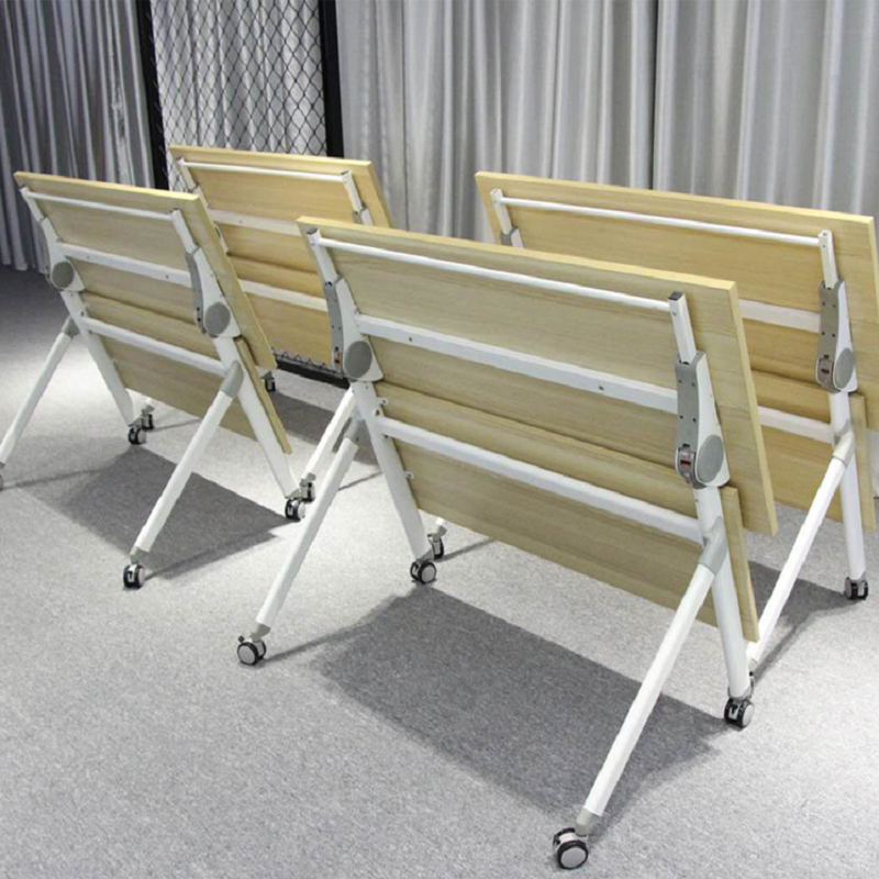 Wooden Folding Classroom Training Room Desks Foldable Conference Table Tops with Wheels