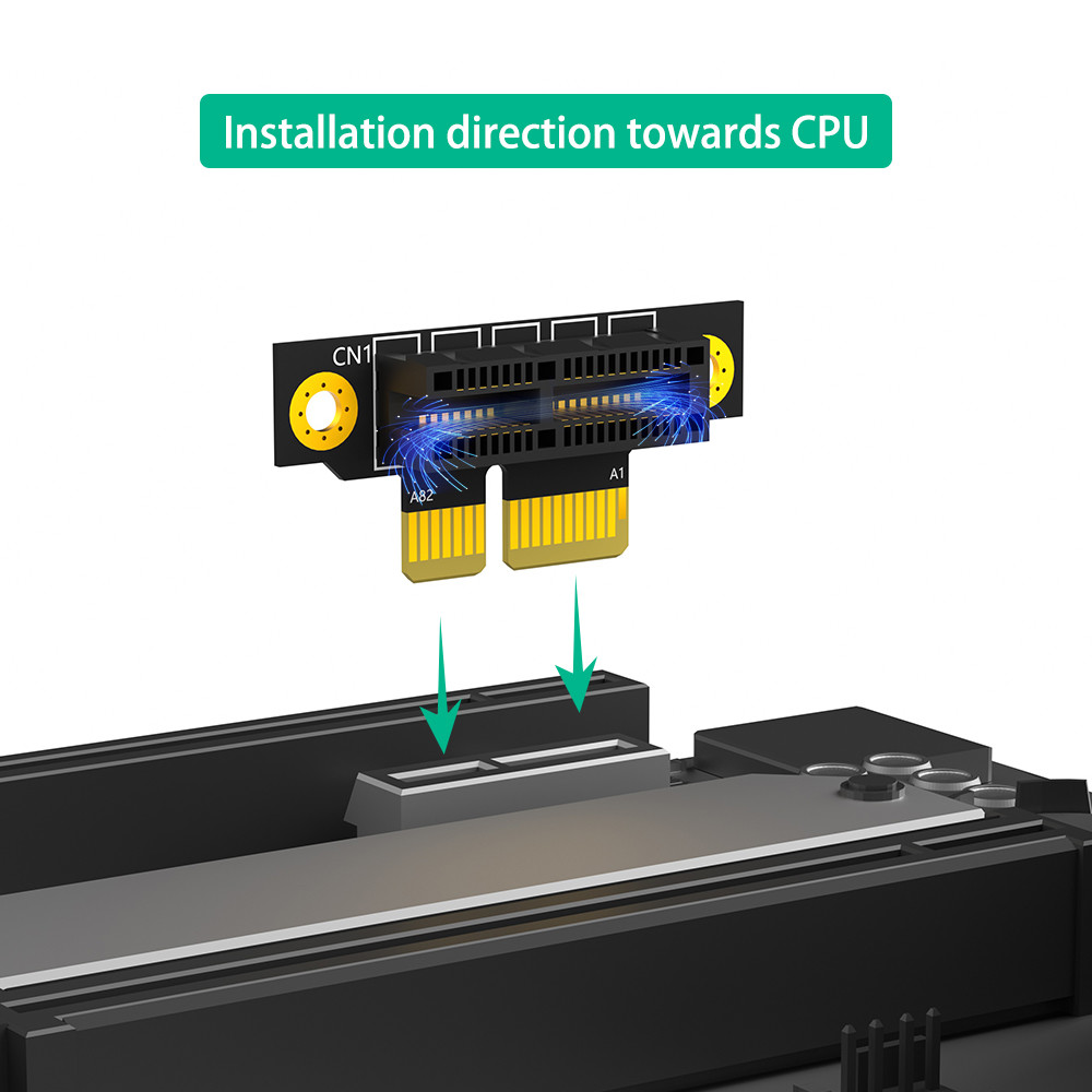 Reverse 90 Degree PCI-E 3.0 1X Slot To PCIe X1 Adapter Riser Card For 1U Server Case