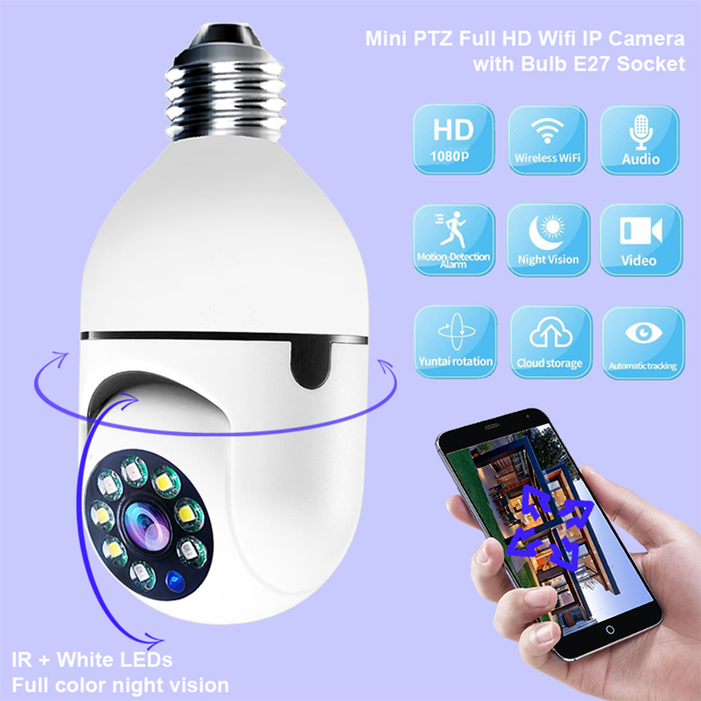 360 Degree Color Night Vision Wireless Wifi Light Bulb Camera Home Security CCTV Camera