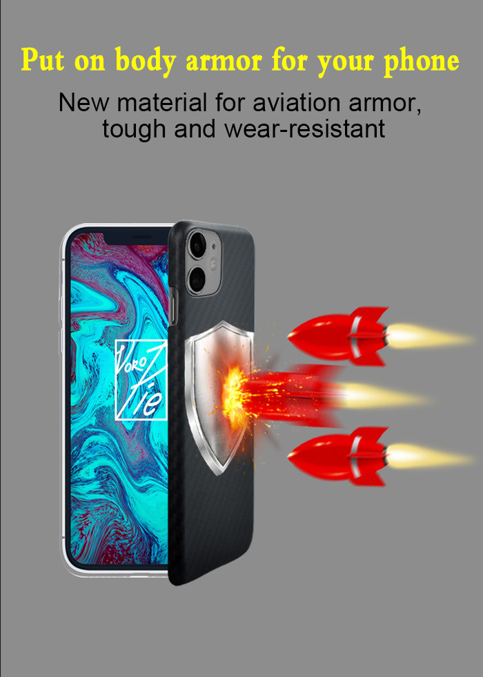 Ultra thin Aramid Fiber Cell Phone Case Carbon Fiber Mobile Cover For iPhone 11