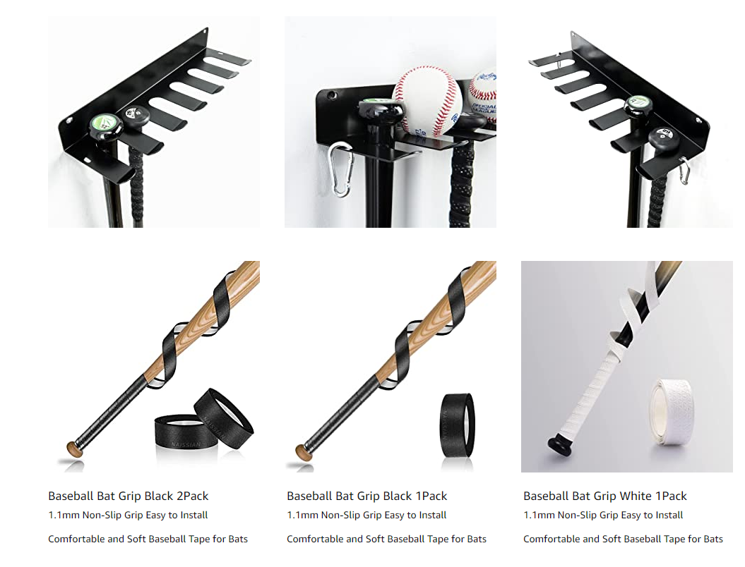 16 Bat Metal Baseball Bat Rack Holder for Wall Mount Sports Equipment Storage