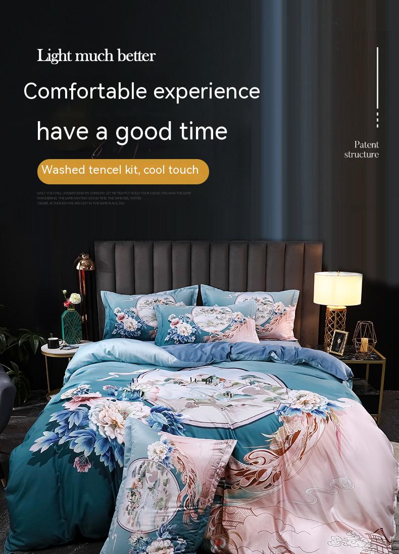 Fashionable Washed Tencel Bedsheets Sets Bedding Set Eco-friendly and Soft Hand Feel