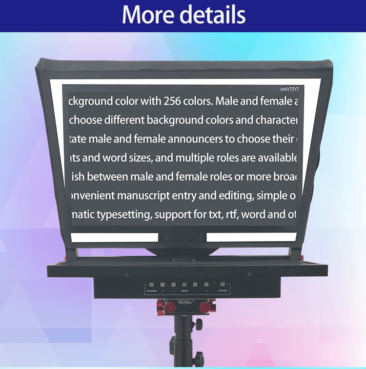 Word and Picture Compatible 24 Inch Single Screen Teleprompter for Studio Presentation