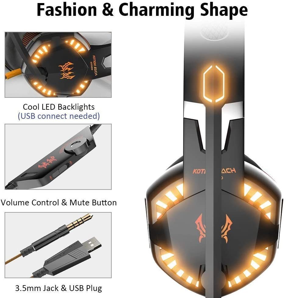Computer DC5V 2.2kohm G2000 Stereo Gaming Headphone