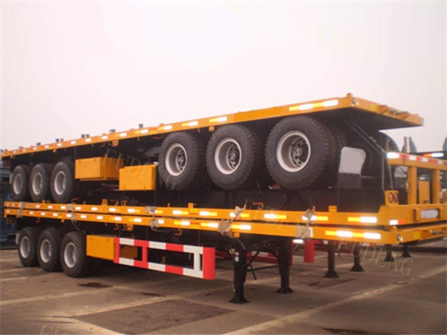 3 Axle 20ft 40ft Flatbed Container Trailer High Tensile Carbon Steel Material