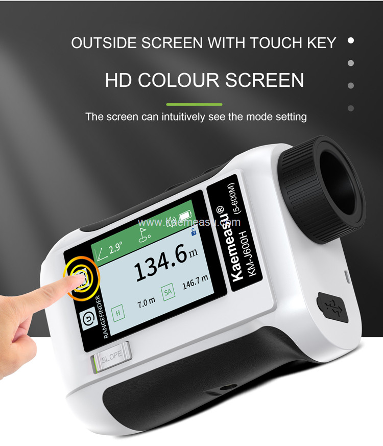 kaemeasu USB Charging Golf Rangefinder Big Screen Laser Range Finder Slope Switch Flagpole Lock J1500