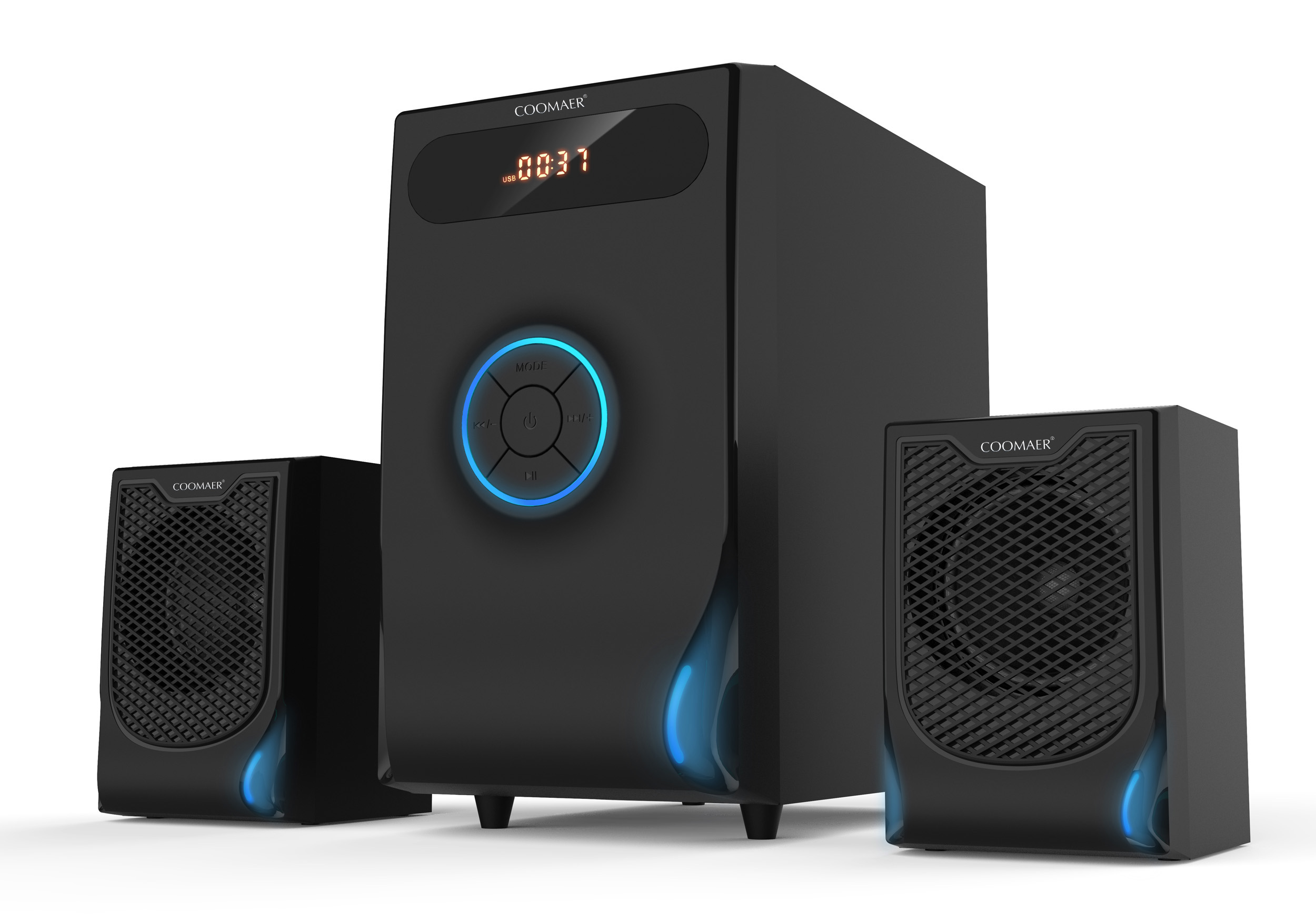 2.1 Channel Multimedia Speaker Music System with LED Light and Audio Line Communication