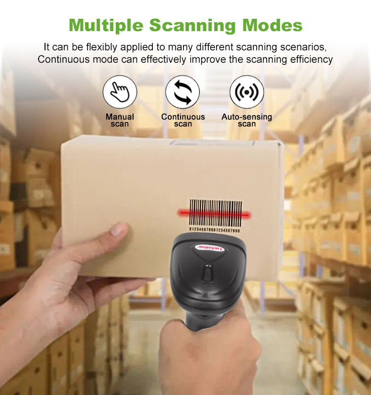 2D CMOS Handheld Barcode Scanner Wireless 2.4G Bluetooth Interface With Receiver