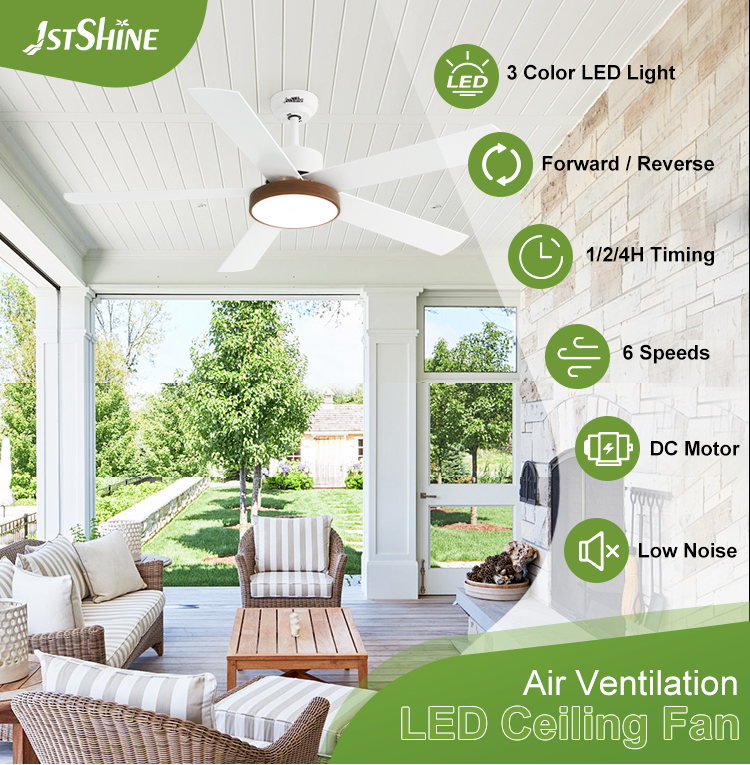 1stshine/OEM Logo MDF Blades Ceiling Fan with Dimmable LED Lighting and DC Motor