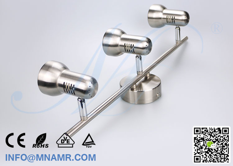 3 Outlets Spot Light Ceiling Bar Light Chrome Come With AC220V 3X5W GU10 LED Lamp