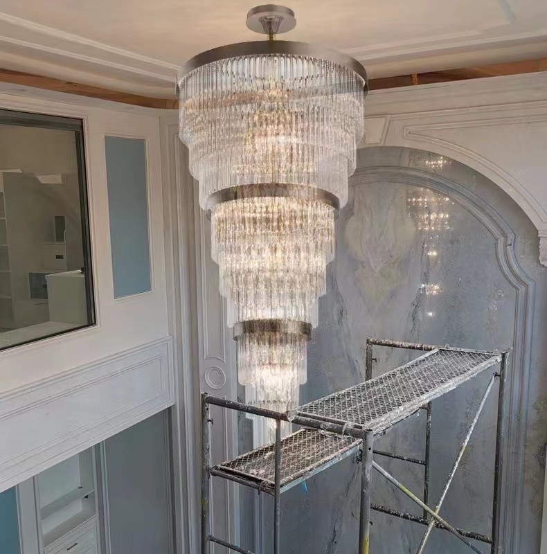 Nordic Purple Crystal Chandelier Lighting For Staircase Hotel Custom Wedding Large Lobby