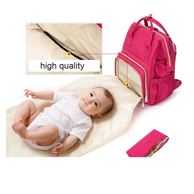 2022 High Quality Zipper Softback Mommy Diaper Bag Stroller Baby Care Waterproof USB Backpack