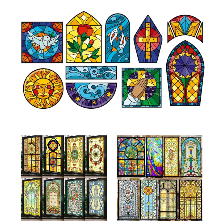 Window Door Skylight Decorative Colored Glass Art Religious Pattern