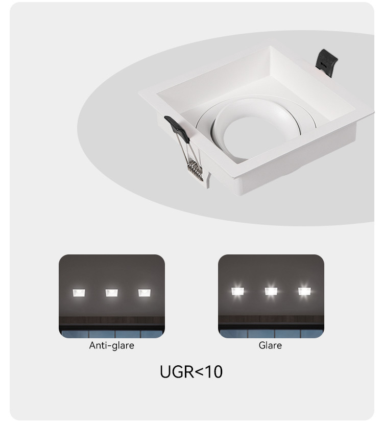 Commercial Adjustable Anti-Glare GU10 Recessed Spotlight Downlight Frame