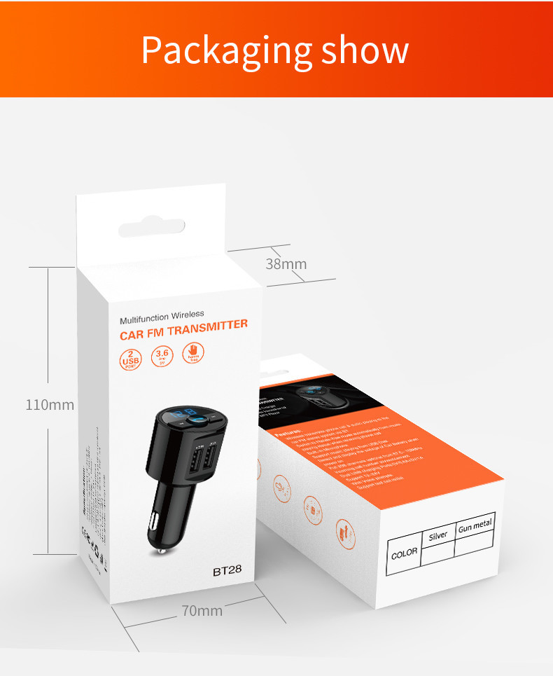 A2DP Bluetooth FM Transmitter Car Kit 10m Operating Voice Navigation