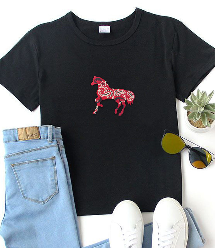 Paisley Bandana Horse Embroidered Animal Patches Iron On Backing Fabric
