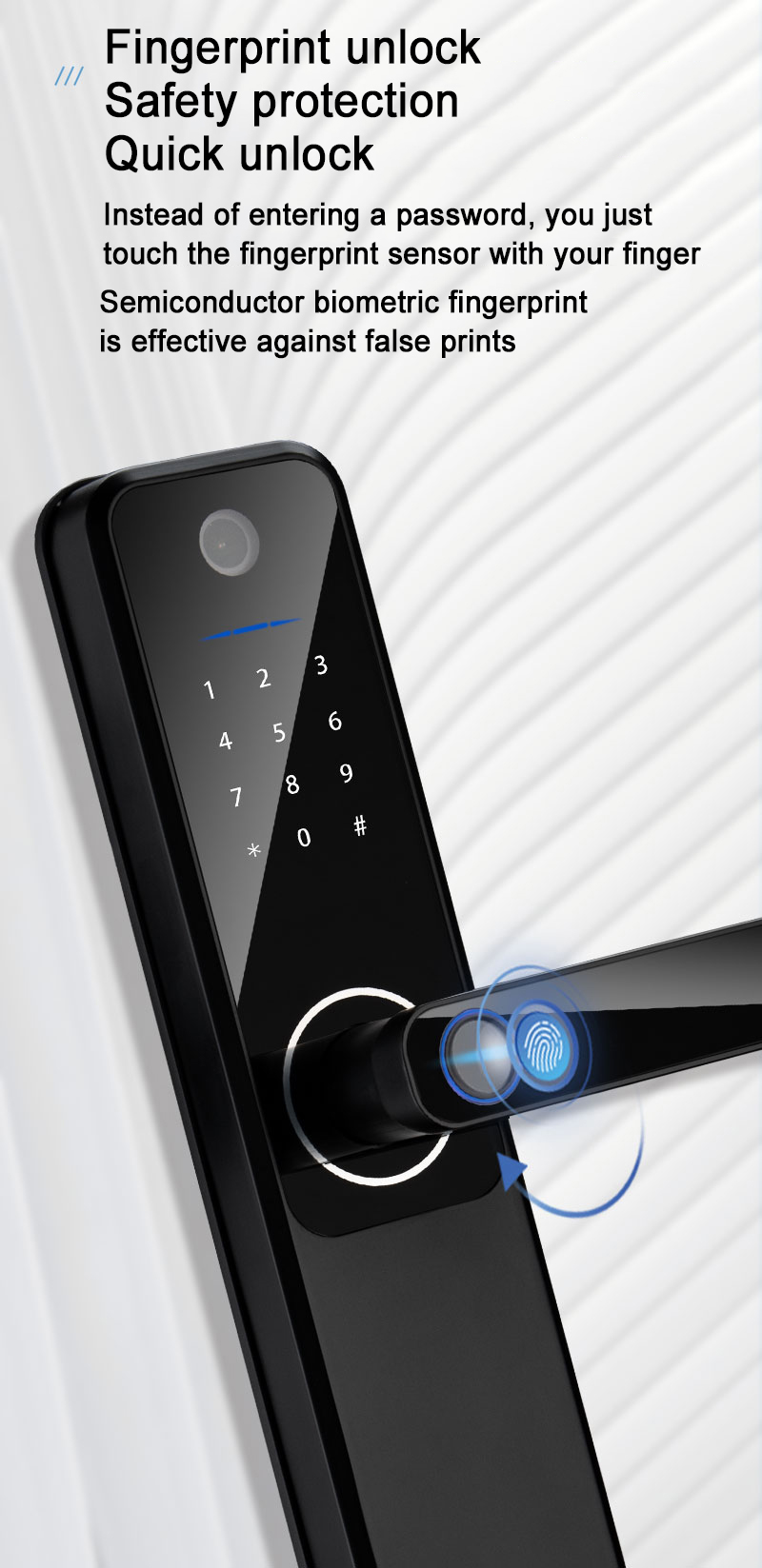 9 Languages Auto Door Lock Aluminum Alloy Remote Door Lock With Camera