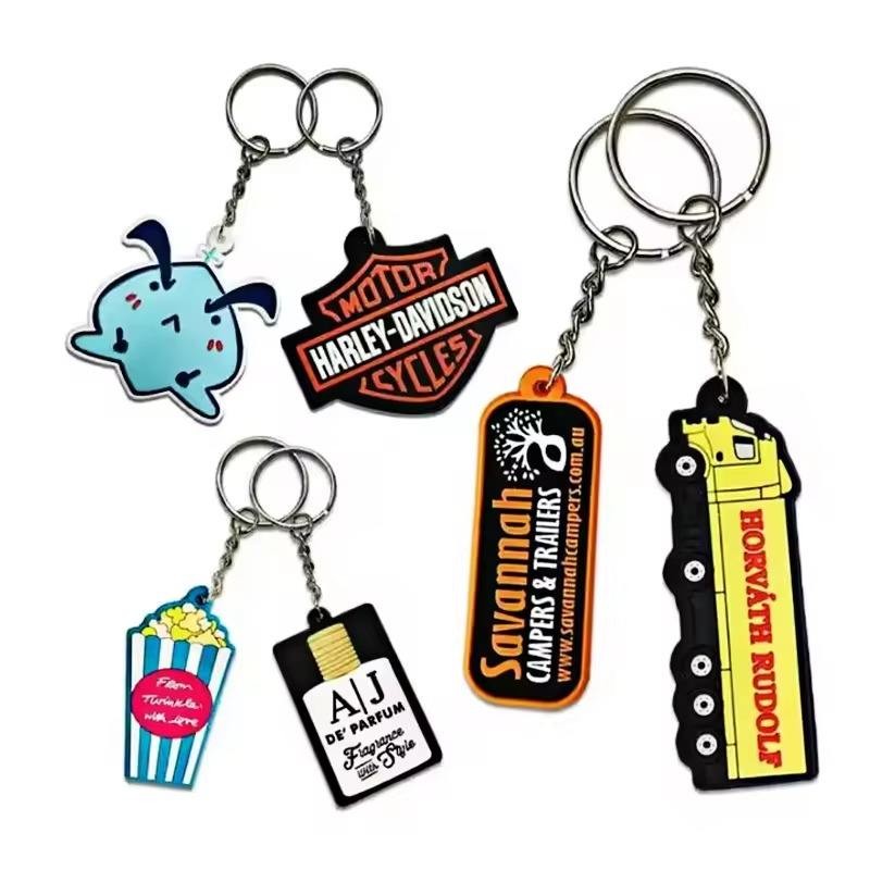 Custom Silicone Rubber Keyring 2D 3D Printing Soft Pvc Keyrings